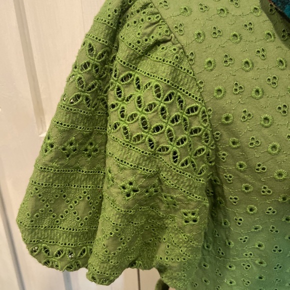 NWOT Free People Green Apricot Rose Eyelet Tie Back Dress - Picture 2 of 4